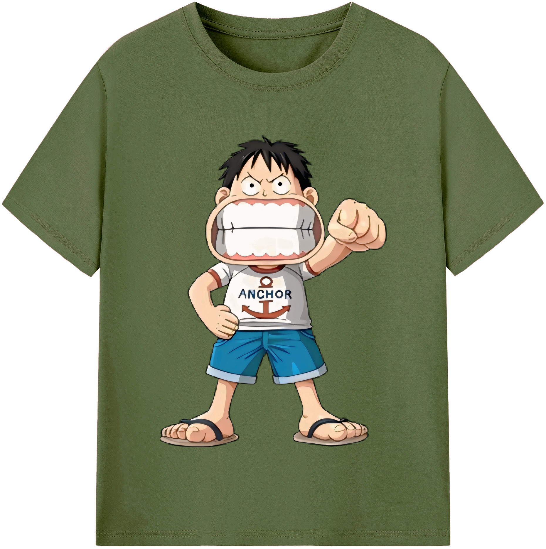 ワンピース モンキー・D・ルフィ ONE PIECE Monkey D. Luffy 綿100％半袖Tシャツ（フロントプリント）